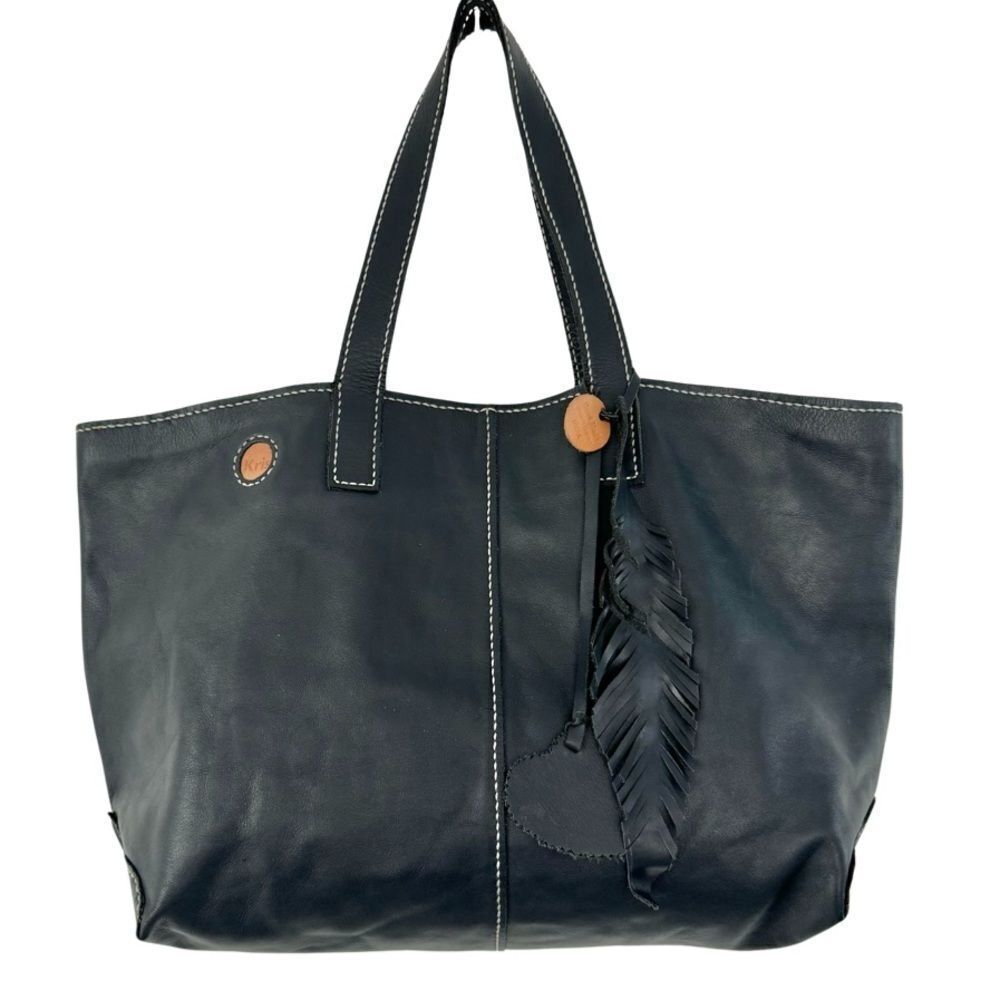 KRIS Designs Handmade Large Navy Leather Tote India
